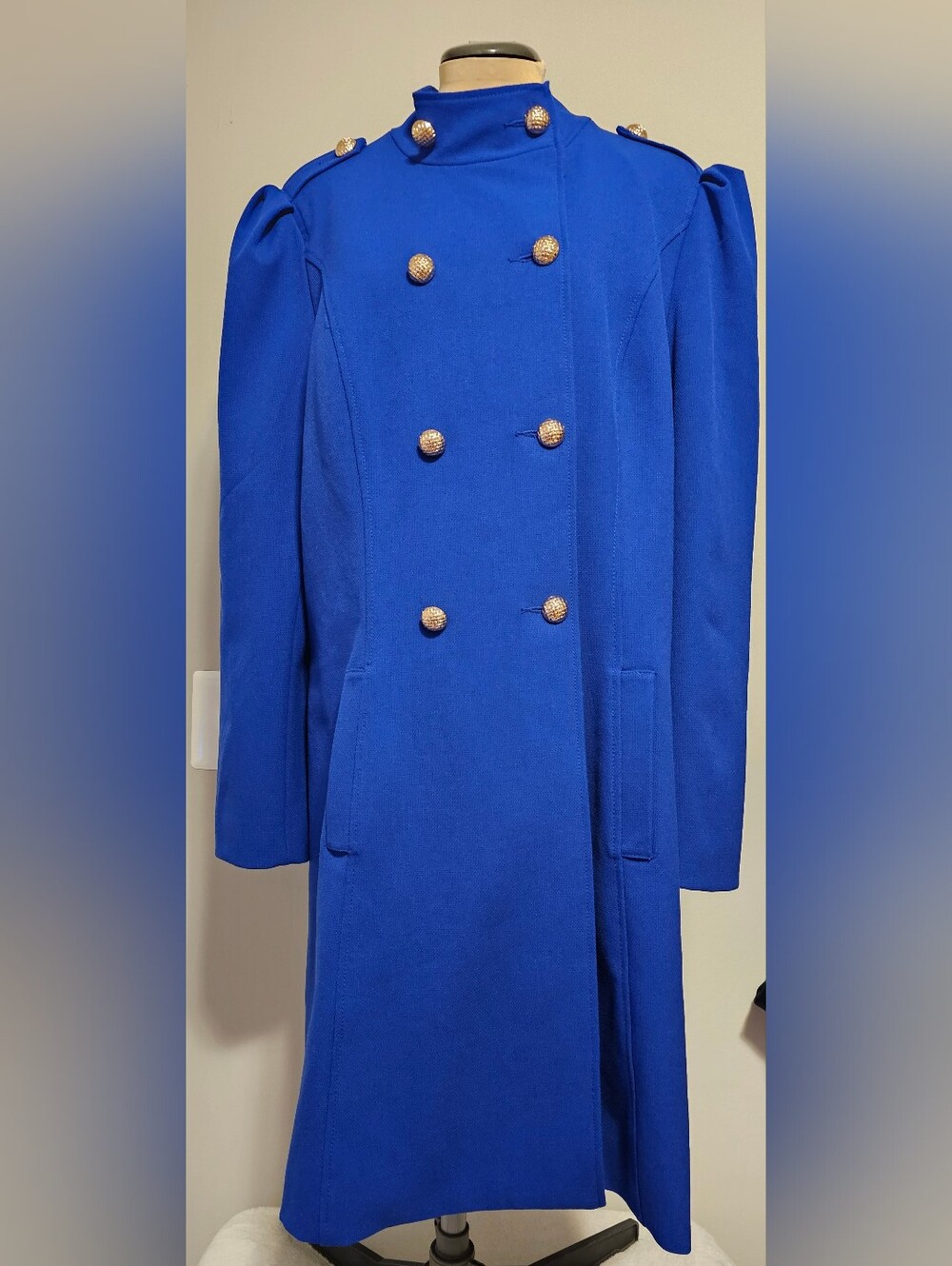 INC International Women's NWT Blue Double-Breasted Military Style Coat Sz XL